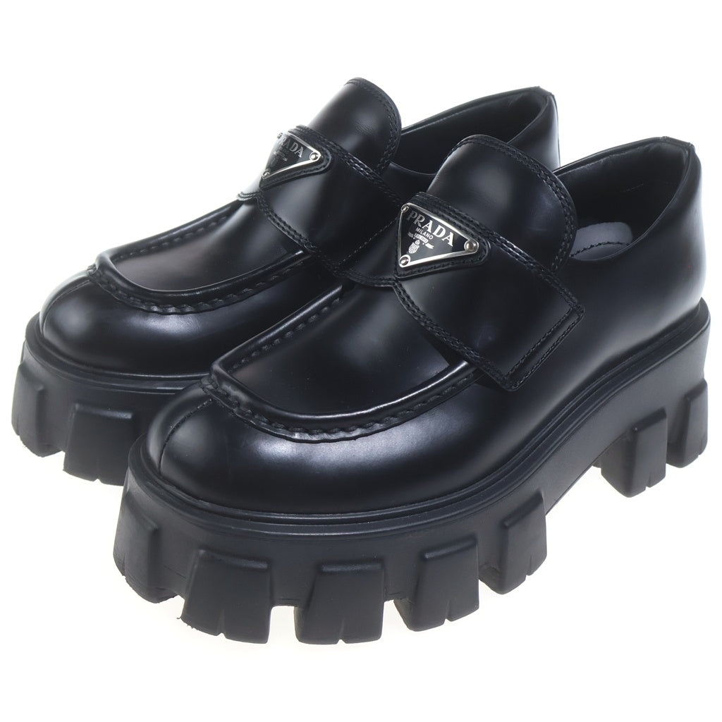 PRADA(プラダ) Monolith Brushed leather loafers モノリス ブラッシュドレザー ローカットローファー 1D649M ブラック レディース シューズ