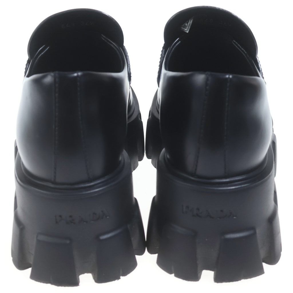 PRADA(プラダ) Monolith Brushed leather loafers モノリス ブラッシュドレザー ローカットローファー 1D649M ブラック レディース シューズ