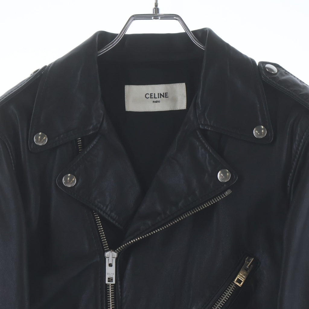 CELINE(セリーヌ) 19SS CLASSIC BIKER IN CALFSKIN クラシック バイカー ダブルカーフスキンライダース ジャケット ブラック 2E058297D