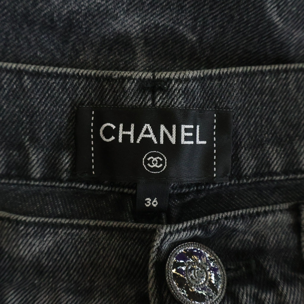 CHANEL(シャネル) 23SS ココマークスパンコールデザインデニムパンツ ブラック P75555V67155 レディース