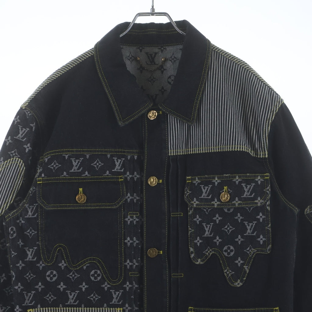 LOUIS VUITTON(ルイヴィトン) 22SS ×NIGO MONOGRAM CRAZY DENIM JACKET ニゴ モノグラム クレイジー ワークウエアデニムジャケット ブラック RM221M UZD HMA20E