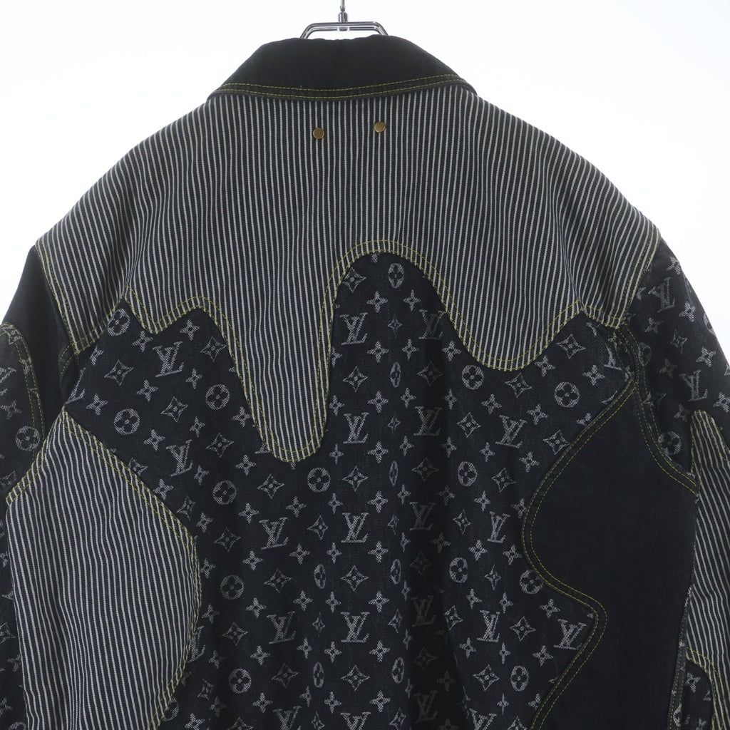 LOUIS VUITTON(ルイヴィトン) 22SS ×NIGO MONOGRAM CRAZY DENIM JACKET ニゴ モノグラム クレイジー ワークウエアデニムジャケット ブラック RM221M UZD HMA20E