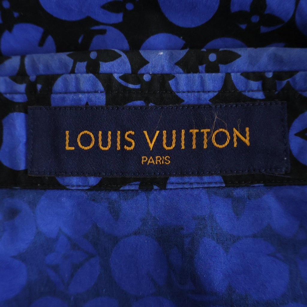 LOUIS VUITTON(ルイヴィトン) 19AW パーフォレーテッド モノグラムパターン DNA レギュラーカラー 長袖シャツ ブルー RM192M ORS HHS20W