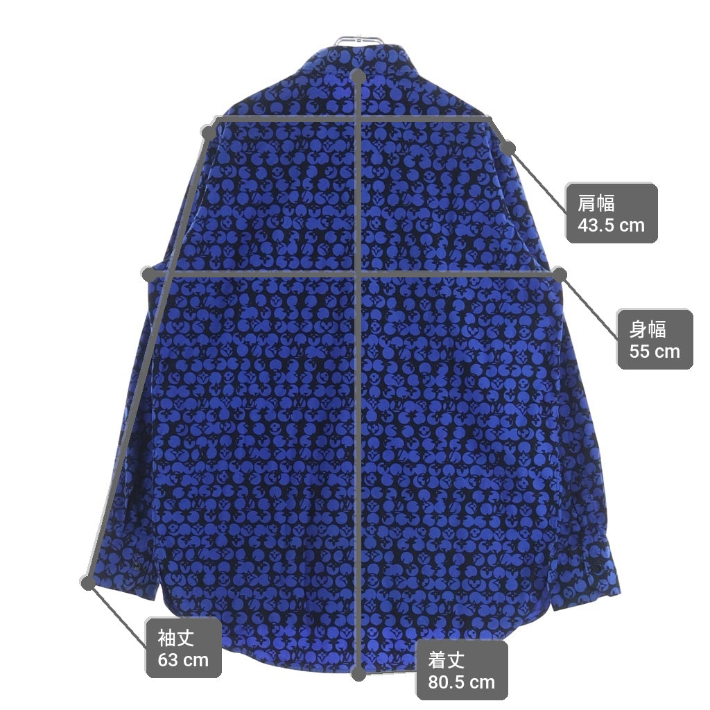 LOUIS VUITTON(ルイヴィトン) 19AW パーフォレーテッド モノグラムパターン DNA レギュラーカラー 長袖シャツ ブルー RM192M ORS HHS20W