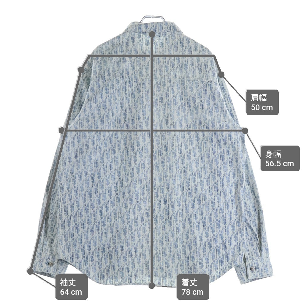 DIOR(ディオール) 20AW オブリーク総柄デニム 長袖シャツ インディゴ 013D585BY989
