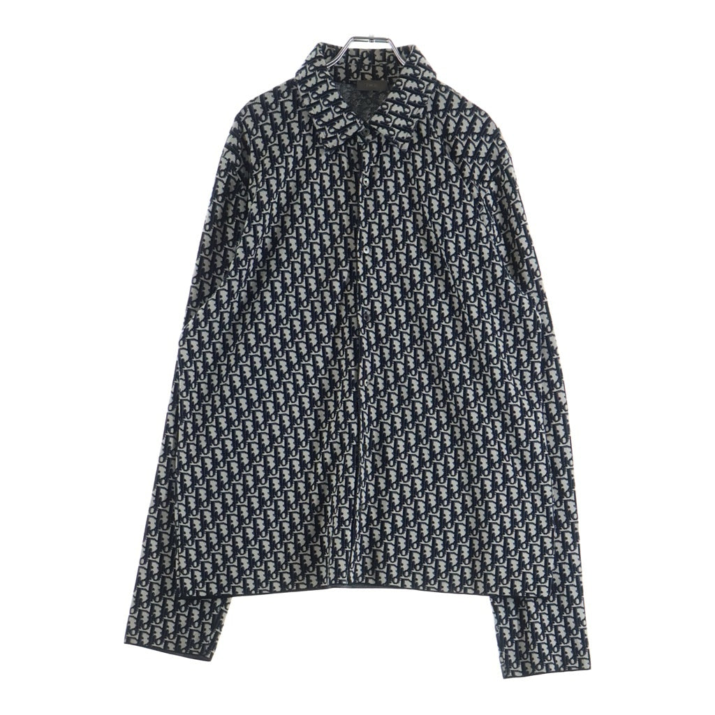 DIOR(ディオール) 20SS Oblique Overshirt 総柄オブリークロゴ 長袖コットンシャツ グレー/ネイビー 023M550AT099