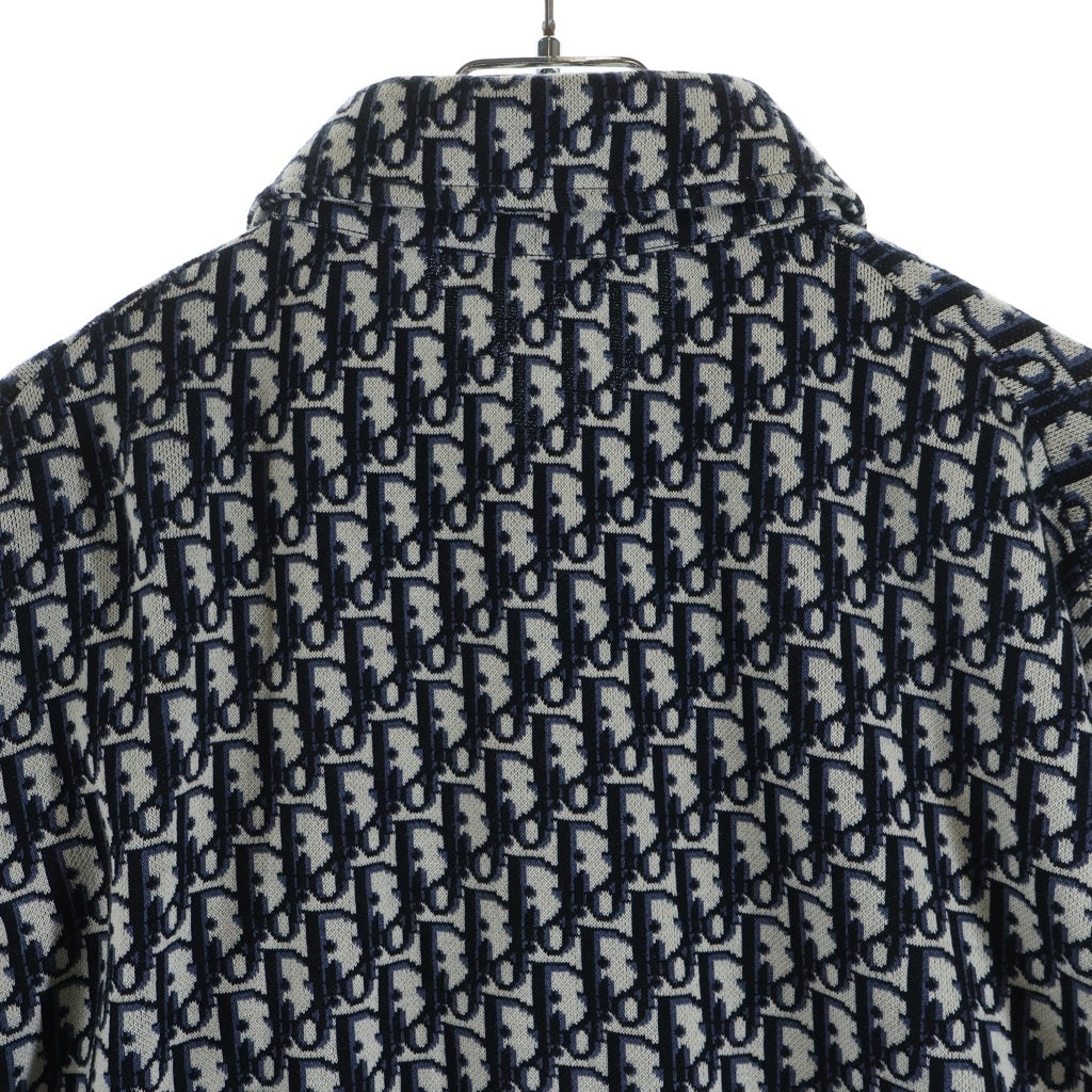 DIOR(ディオール) 20SS Oblique Overshirt 総柄オブリークロゴ 長袖コットンシャツ グレー/ネイビー 023M550AT099