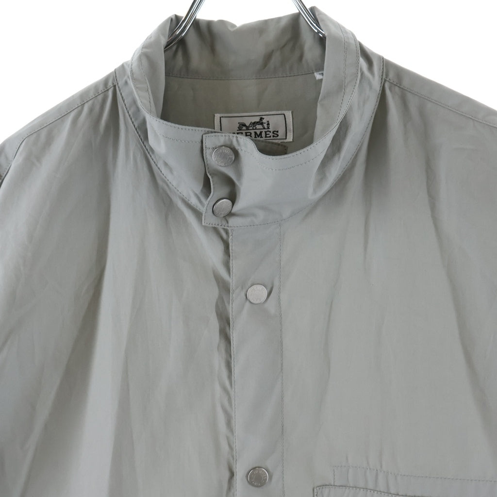 HERMES(エルメス) BOXY FIT OVERLAP POCKET COTTON SHIRT ボクシーフィット コットン長袖シャツ グレー H466100H2