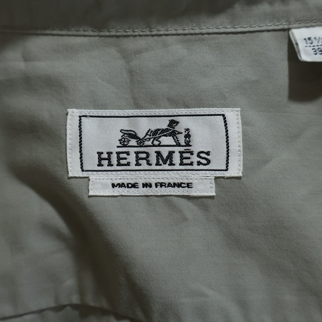 HERMES(エルメス) BOXY FIT OVERLAP POCKET COTTON SHIRT ボクシーフィット コットン長袖シャツ グレー H466100H2
