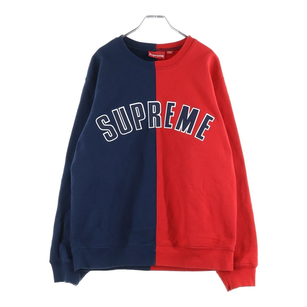 SUPREME(シュプリーム) 18AW Split Crewneck Sweatshirt スプリット クルーネック バイカラー スウェットトレーナー ネイビー/レッド