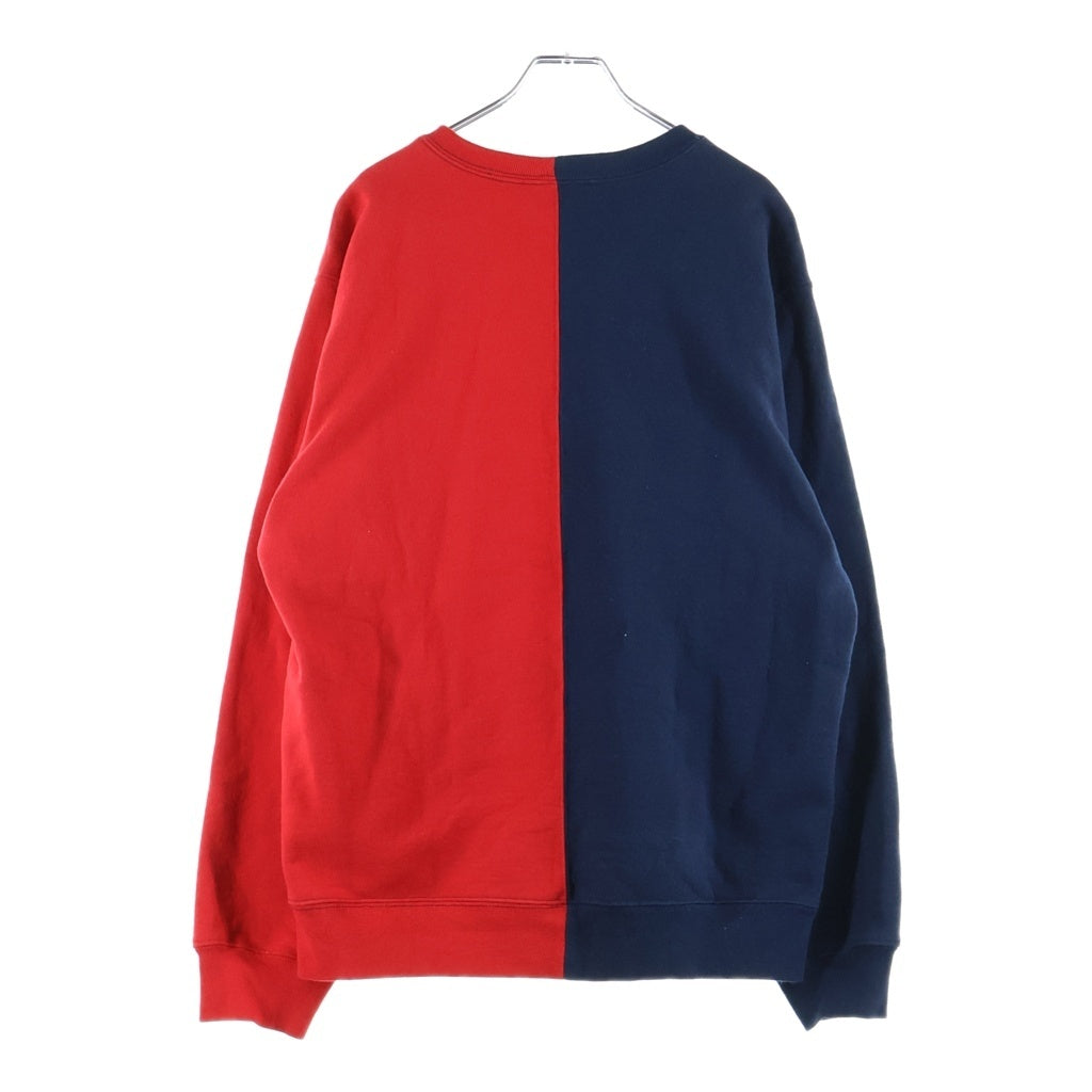 SUPREME(シュプリーム) 18AW Split Crewneck Sweatshirt スプリット クルーネック バイカラー スウェットトレーナー ネイビー/レッド