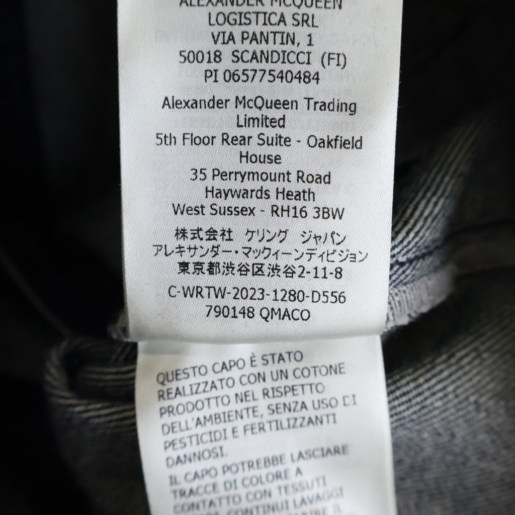 Alexander McQueen(アレキサンダーマックイーン) CROPPED DENIM JACKET レザー レースアップ クロップド デニムジャケット レディース インディゴ 790148