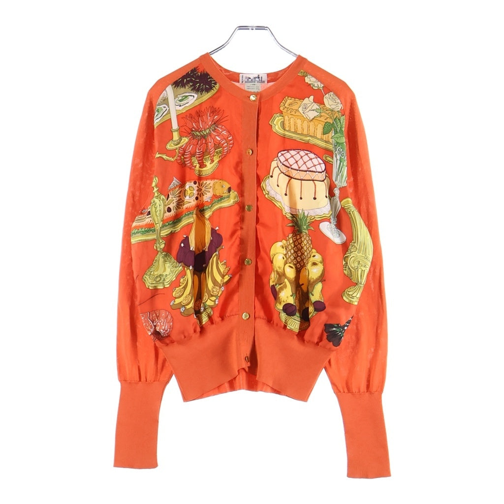 HERMES(エルメス) シルク スカーフカーディガン オレンジ レディース