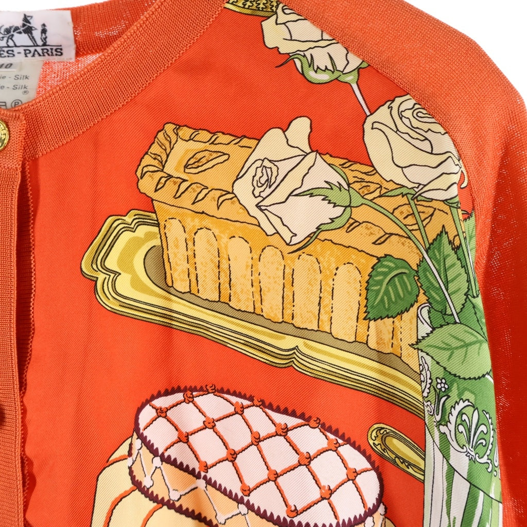 HERMES(エルメス) シルク スカーフカーディガン オレンジ レディース
