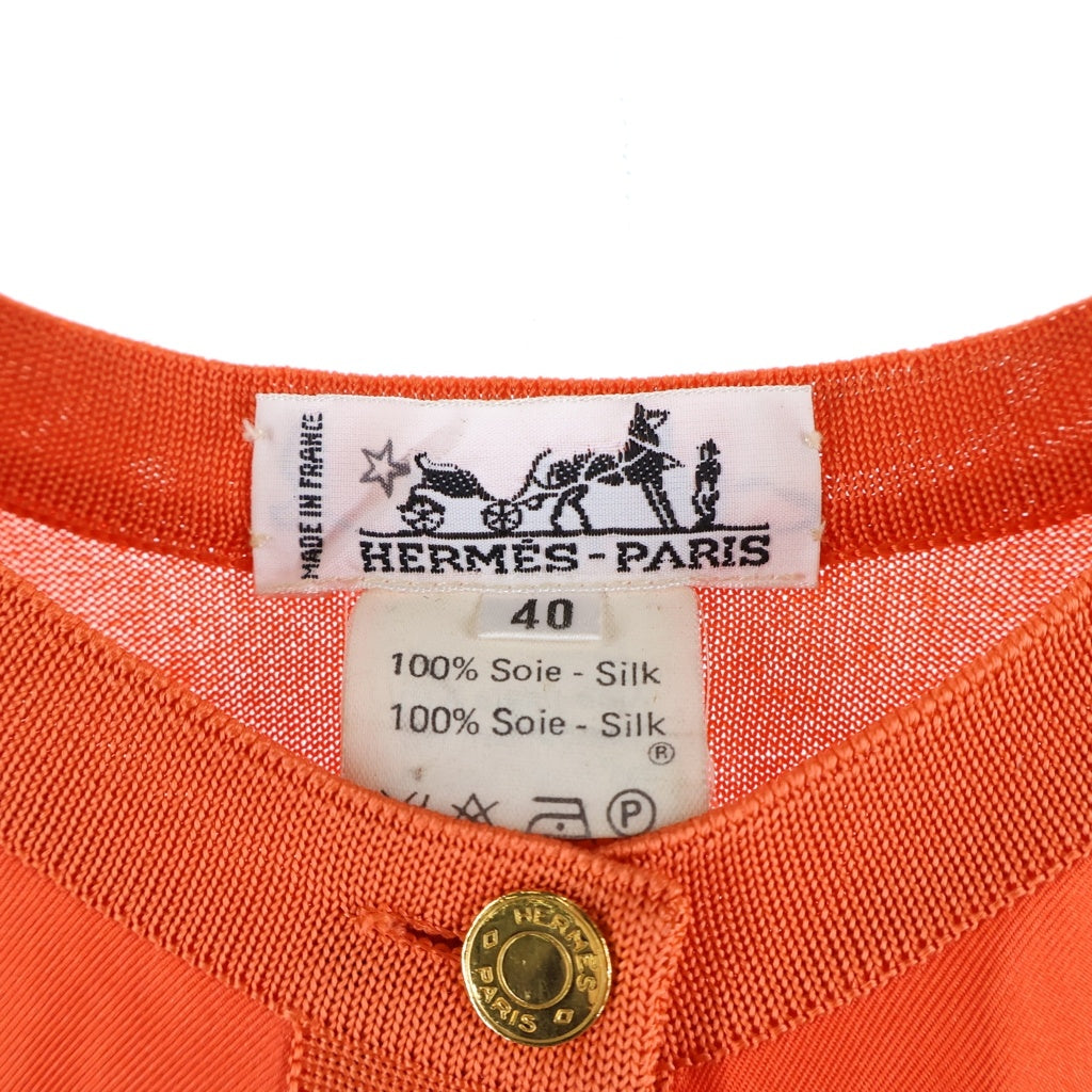 HERMES(エルメス) シルク スカーフカーディガン オレンジ レディース