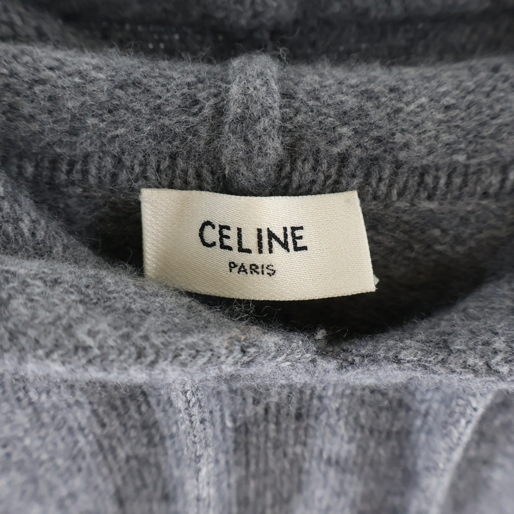 CELINE(セリーヌ) トリオンフ エンブロイダリー カシミヤプルオーバーニットセーター フーディ グレー 2AC87048T