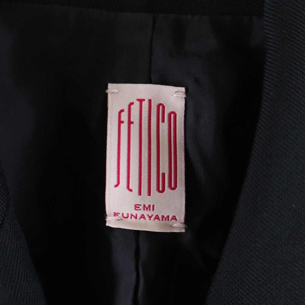 NO BRAND(ノーブランド) FETICO フェティコ シアー切り替えピークドラペルダブルブレストジャケット FTC222-0202 ブラック レディース