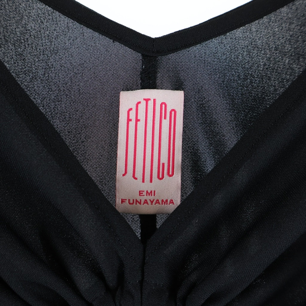 NO BRAND(ノーブランド) FETICO フェティコ ×STUDIOUS サークルカット半袖Tシャツ ブラウス ブラック レディース FTC252-0421