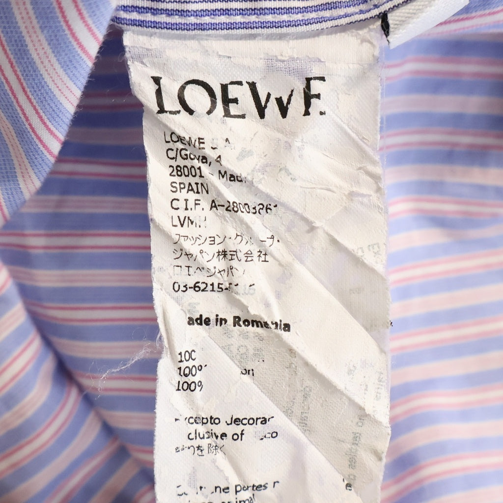 LOEWE(ロエベ) アナグラムエンブロイダリー 切り替えストライプ長袖シャツ マルチ H2299570CG