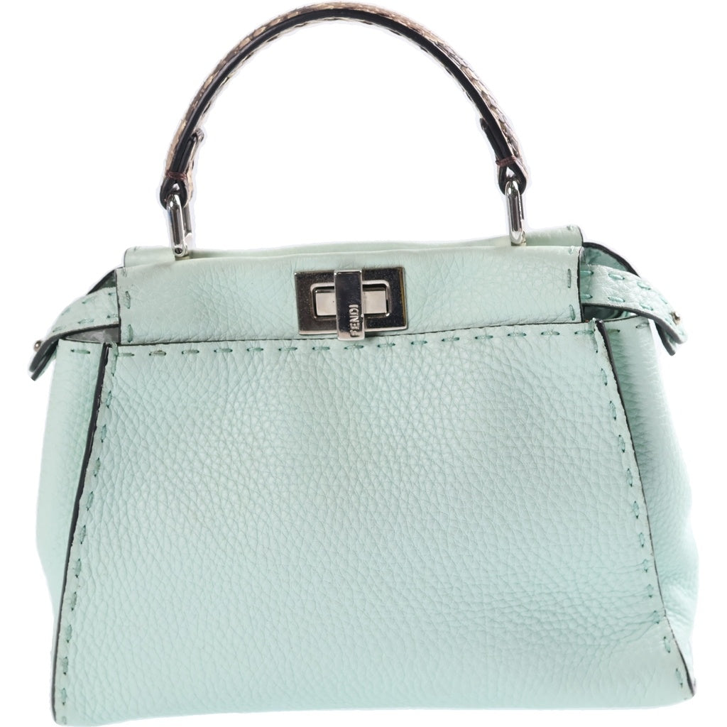 FENDI(フェンディ) ピーカブー ミニ セレリア パイソン ハンドショルダーバッグ ブルー系 レディース