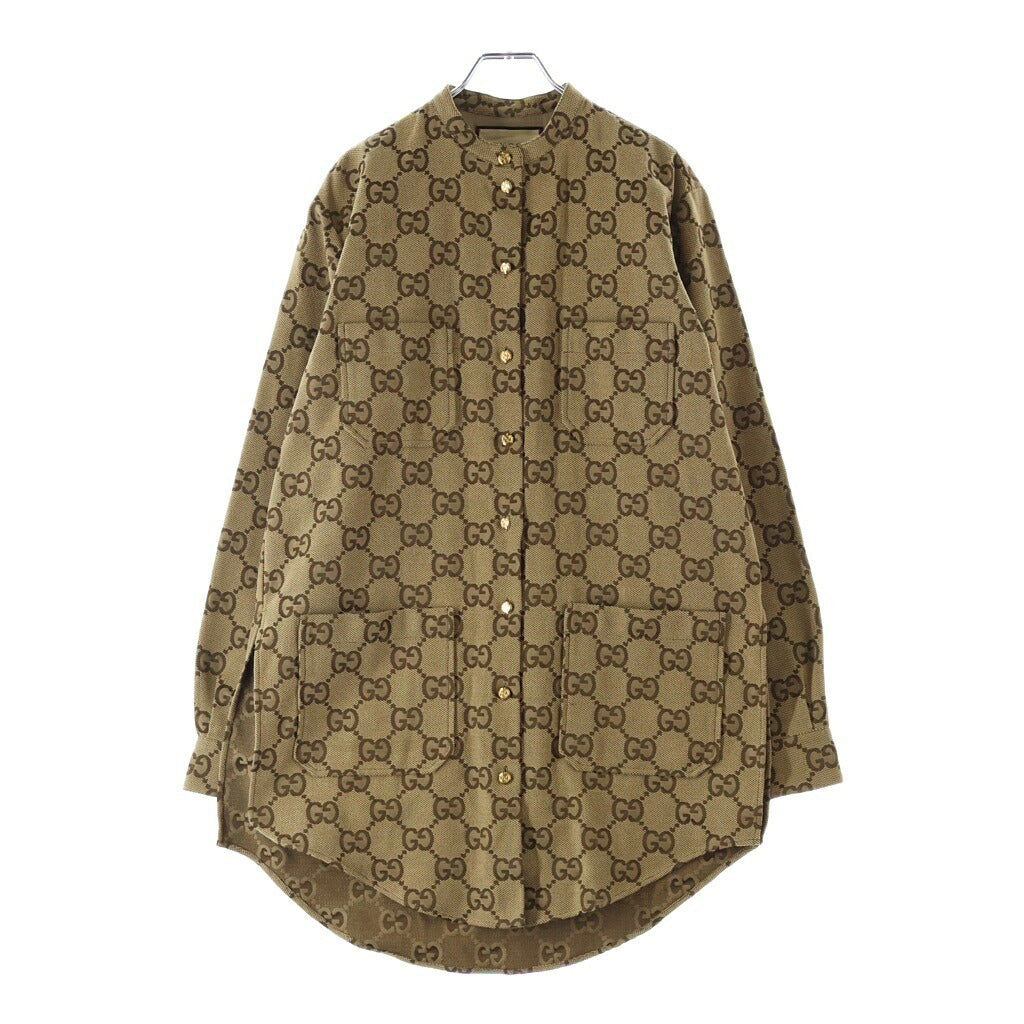 GUCCI(グッチ) マキシGG総柄スタンドカラーキャンバス長袖シャツ ベージュ 669337 ZAHT5