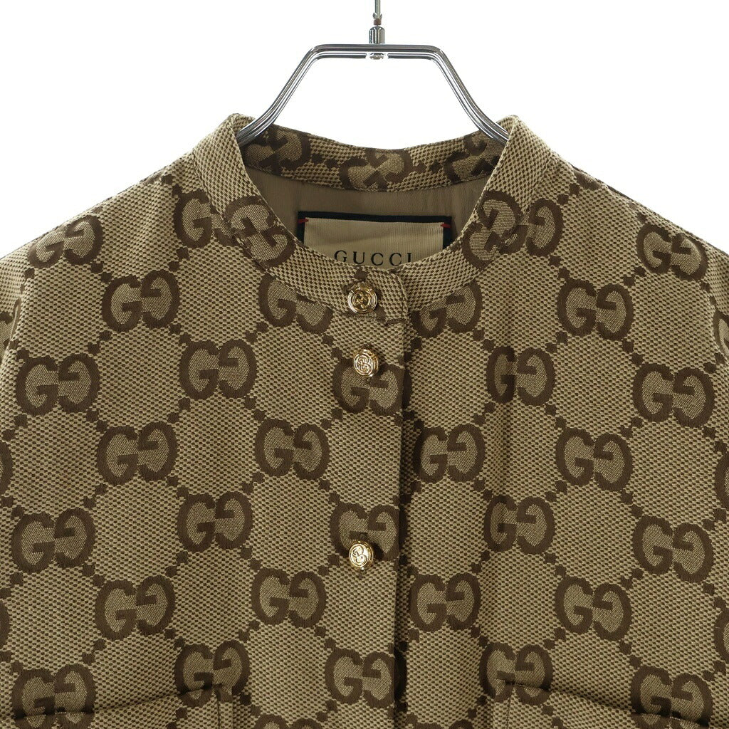 GUCCI(グッチ) マキシGG総柄スタンドカラーキャンバス長袖シャツ ベージュ 669337 ZAHT5
