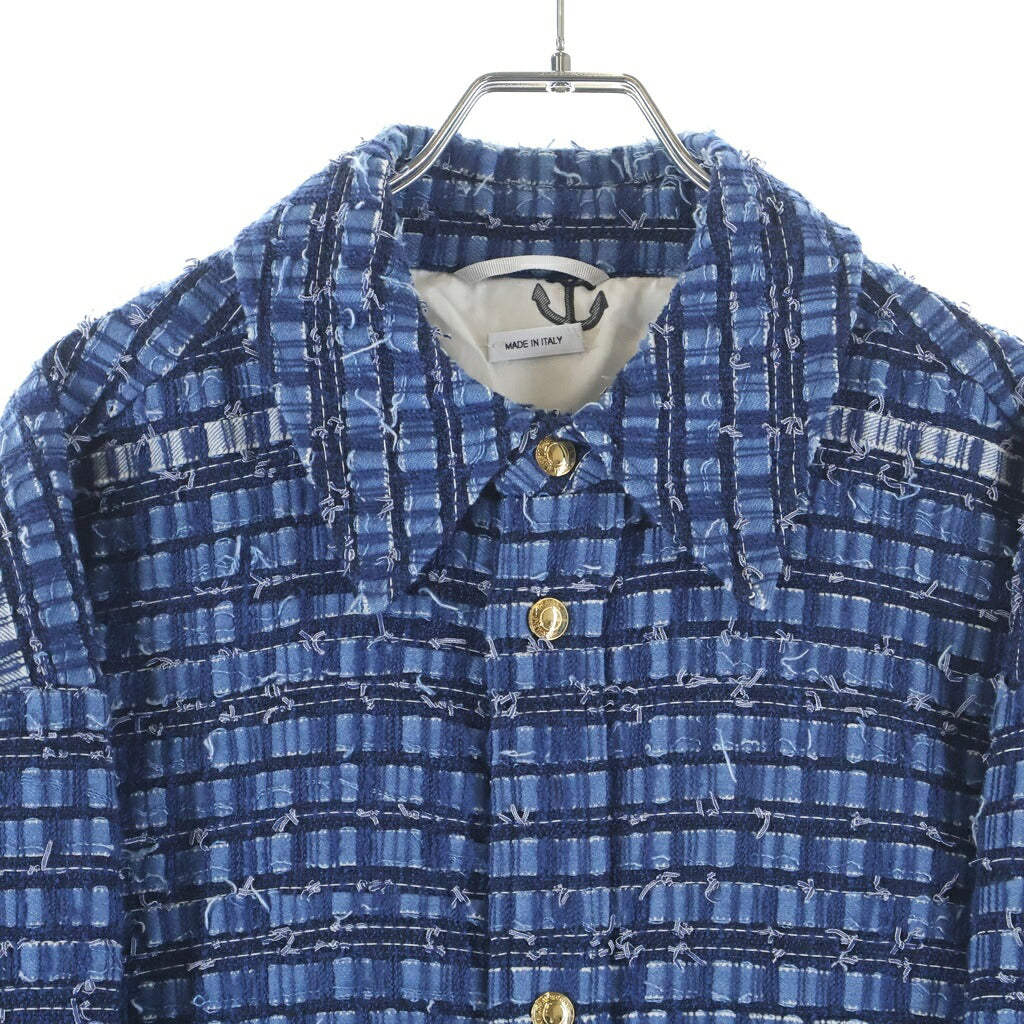 THOM BROWNE(トムブラウン) デニムツイードシャツジャケット ブルー MJO165AF0294