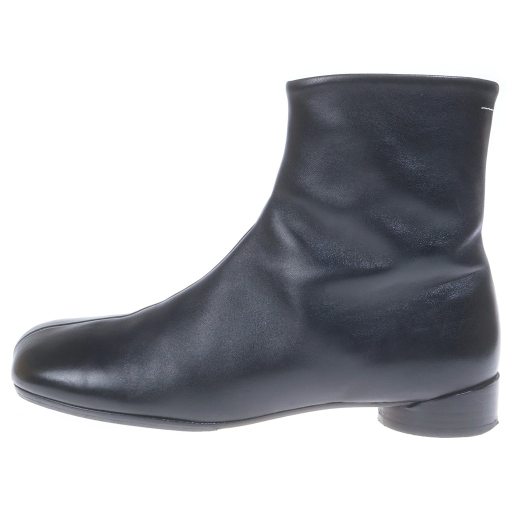 MM6 Maison Margiela(エムエムシックスメゾンマルジェラ) 24AW ANATOMIC ANKLE BOOT サイドジップ レザー ブーツ S59WU0237 ブラック