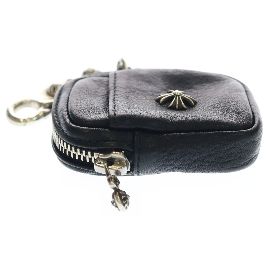CHROME HEARTS(クロムハーツ) CH PLUS TAKA MICRO LEATHER Air Pods CASE Air podsケース ミニポーチ ファンシーチェーン ブラック/シルバー