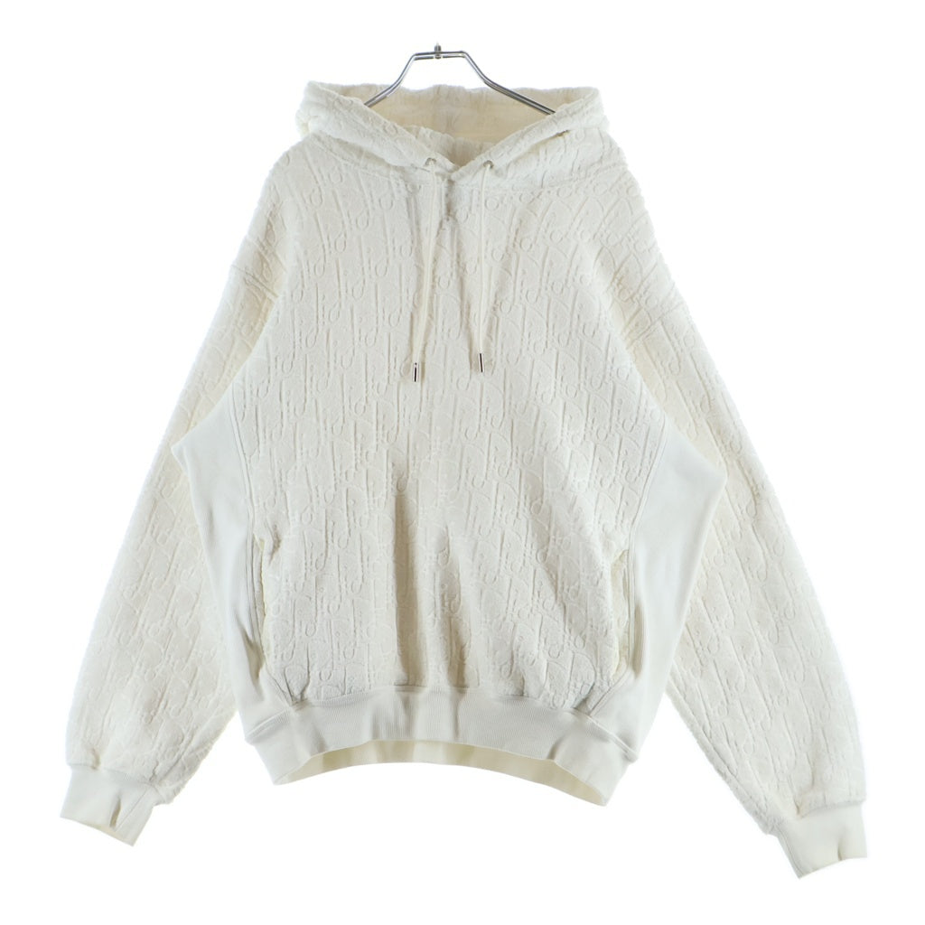 DIOR(ディオール) 22SS 総柄 オブリーク ジャガード プルオーバーフーディー パーカー スウェット ホワイト レディース 113J631A0684
