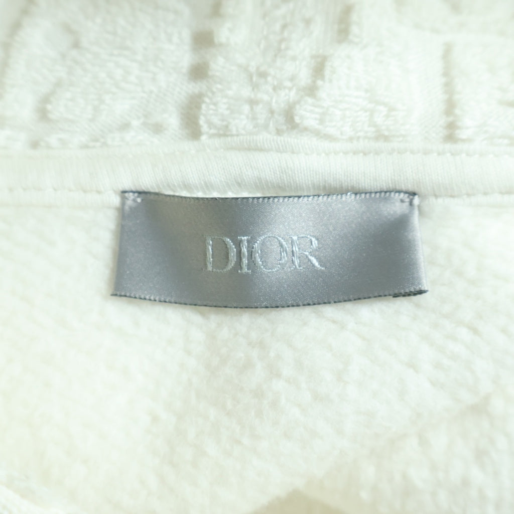 DIOR(ディオール) 22SS 総柄 オブリーク ジャガード プルオーバーフーディー パーカー スウェット ホワイト レディース 113J631A0684