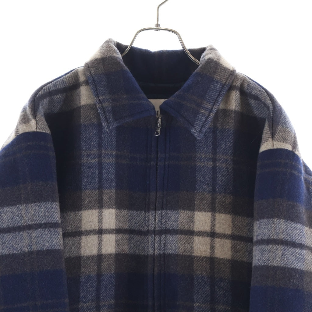 WTAPS(ダブルタップス) MELTON TEXTILE 252TQDT-JKM03 チェック柄 ウール ジップアップジャケット ブルゾン ネイビー