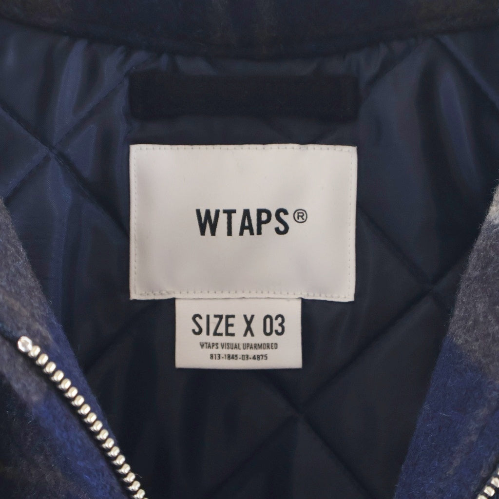 WTAPS(ダブルタップス) MELTON TEXTILE 252TQDT-JKM03 チェック柄 ウール ジップアップジャケット ブルゾン ネイビー
