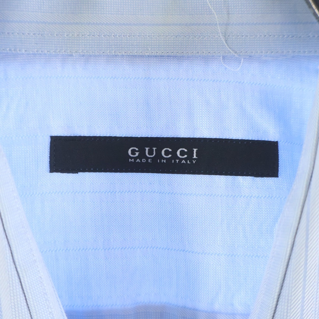 GUCCI(グッチ) コットン ストライプ ドレス 長袖シャツ ブルー