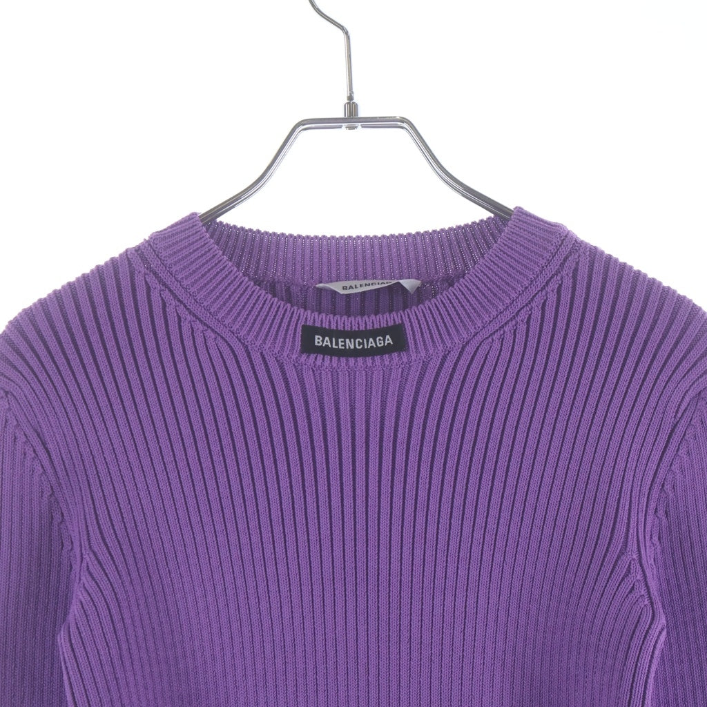 BALENCIAGA(バレンシアガ) 22SS ロゴパッチ クルーネック リブニットセーター パープル 691969 T5169 レディース