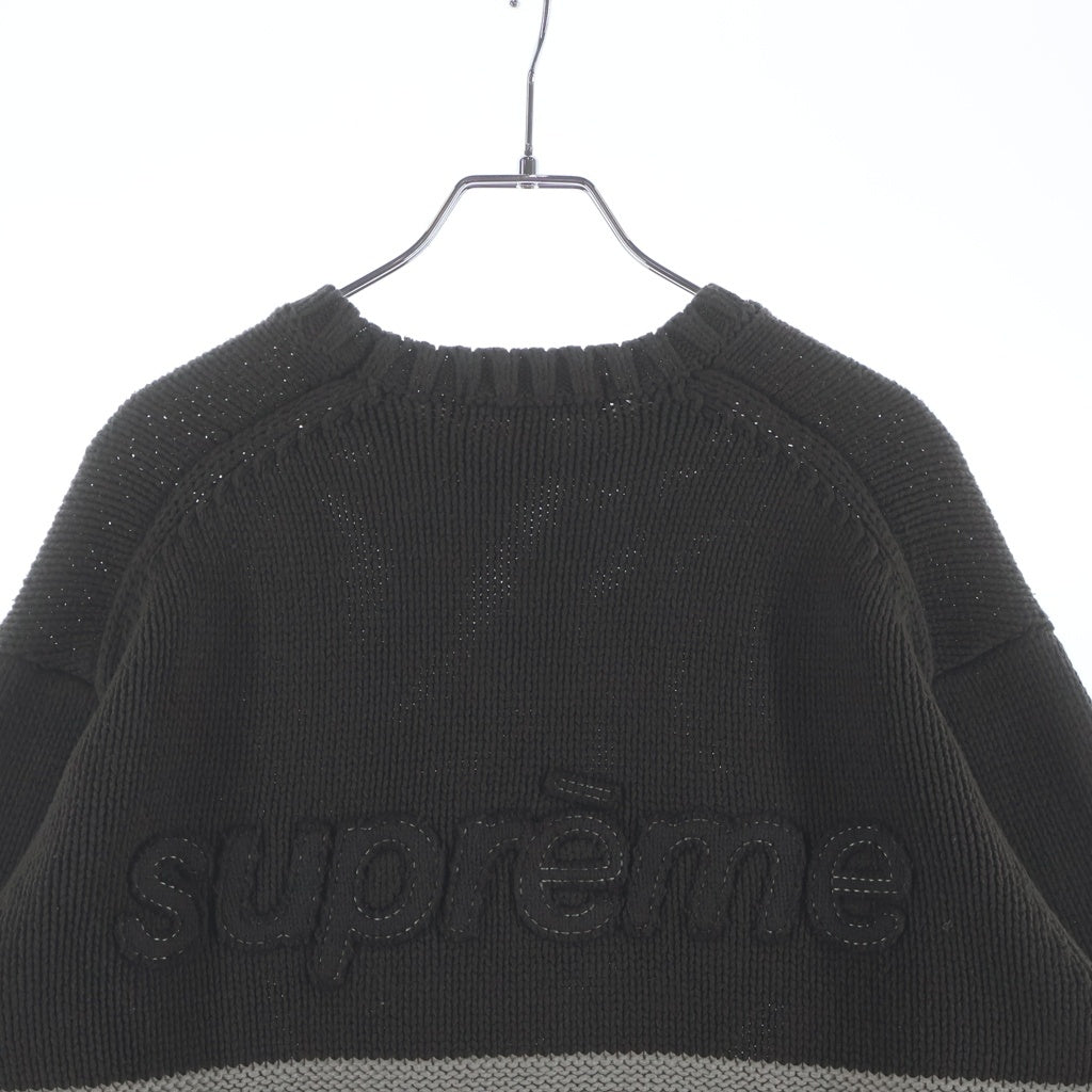 SUPREME(シュプリーム) 25SS Tonal Applique Sweater バックロゴ クルーネック ニット セーター ブラウン