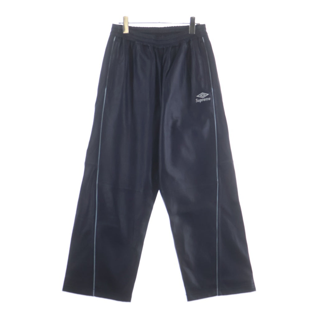 SUPREME(シュプリーム) 25AW ×UMBRO Leather Track Pant ×アンブロ ロゴ刺繍レザートラックロングパンツ ネイビー