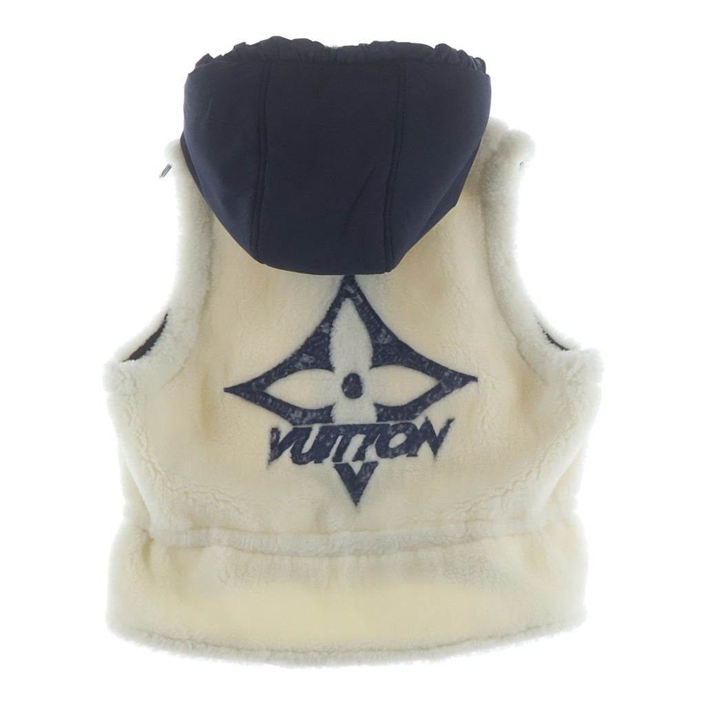 LOUIS VUITTON(ルイヴィトン) 26SS バックロゴ ジップアップ ボアベスト ネイビー/アイボリー レディース