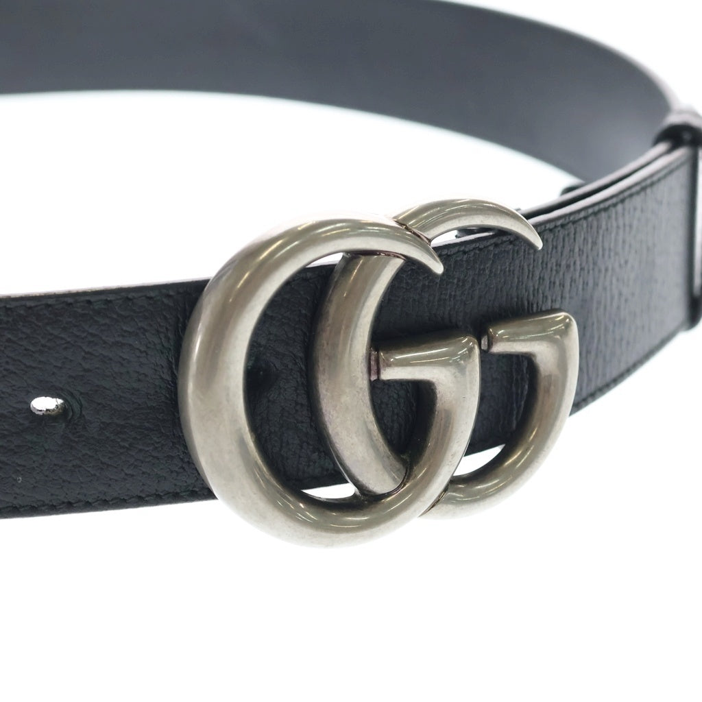 GUCCI(グッチ) GGマーモント レザーベルト ブラック シルバー金具 406831