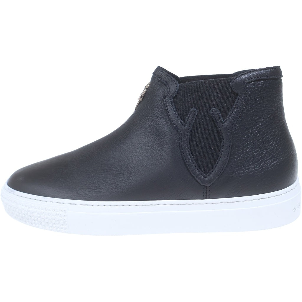 CHROME HEARTS(クロムハーツ) Mid-Top Leather Slip-Ons ミッドトップ スリッポン ミドルカットスニーカー ブラック