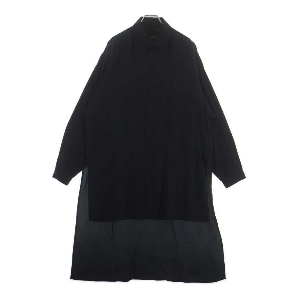 Yohji Yamamoto POUR HOMME(ヨウジヤマモト プールオム) Cupro Staff Shirt バッグプリント長袖シャツ HW-B08-212 ブラック