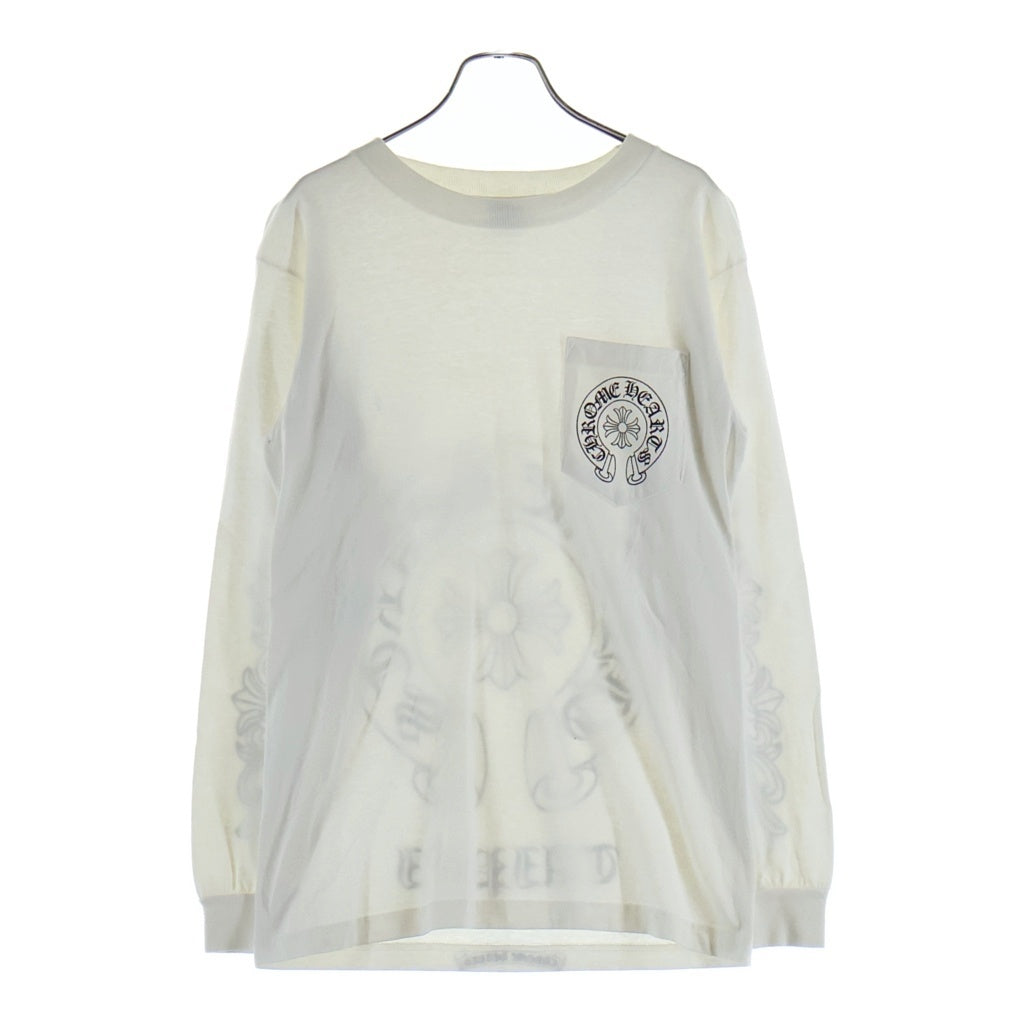 CHROME HEARTS(クロムハーツ) TAIPEI LTD L/S TEE 台北限定 オールド アームフローラルクロス バックホースシュープリント 長袖Tシャツカットソー ホワイト