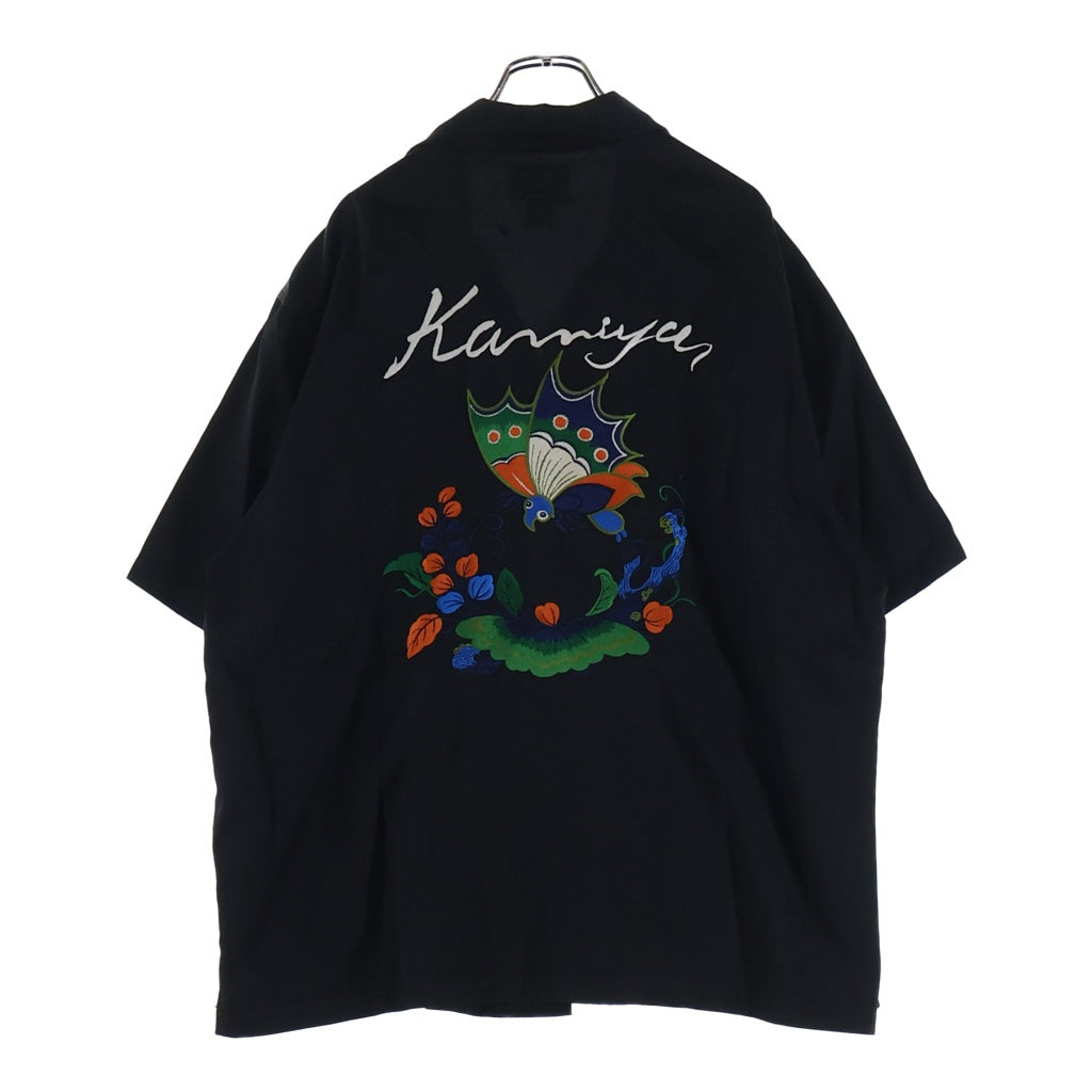 KAMIYA(カミヤ) 25SS AGEHA Embroidery S/S Shirt アゲハ エンブロイダリー 半袖シャツ ブラック G14SH022