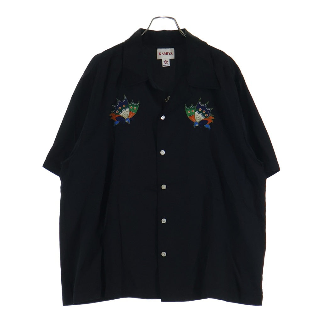 KAMIYA(カミヤ) 25SS AGEHA Embroidery S/S Shirt アゲハ エンブロイダリー 半袖シャツ ブラック G14SH022