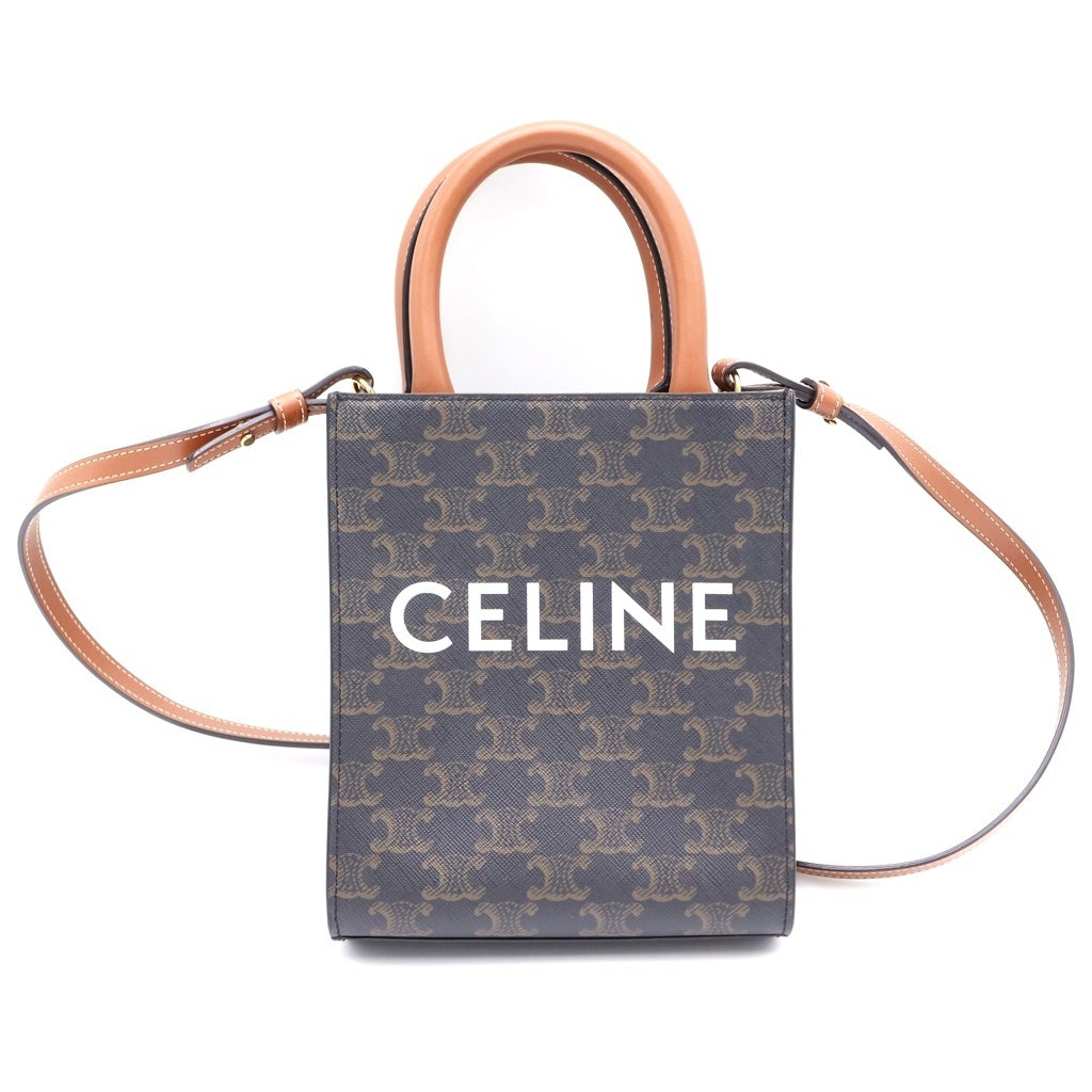 CELINE(セリーヌ) トリオンフ ミニバーティカルカバ 2WAYハンドバック ブラック/ブラウン レディース