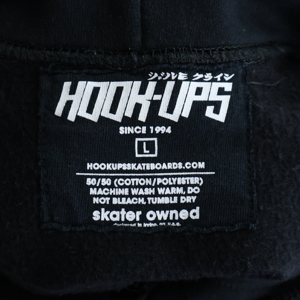 HOOK-UPS(フックアップス) フロントプリント プルオーバーパーカー フーディー ブラック