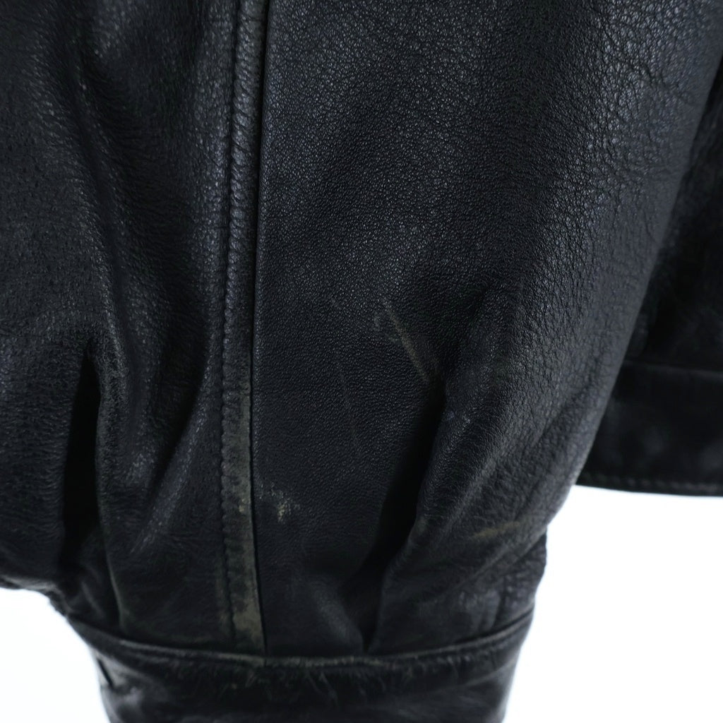 NO BRAND(ノーブランド) Croft&Barrow ジップアップ レザージャケット ブラック