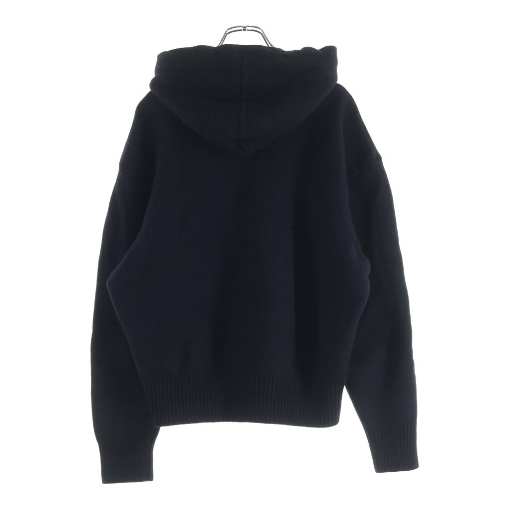 AMI Alexandre Mattiussi(アミアレクサンドルマテュッシ) AMI DE COEUR KNIT HOODIE ウールニットフーディー パーカー UKS802.018 ブラック
