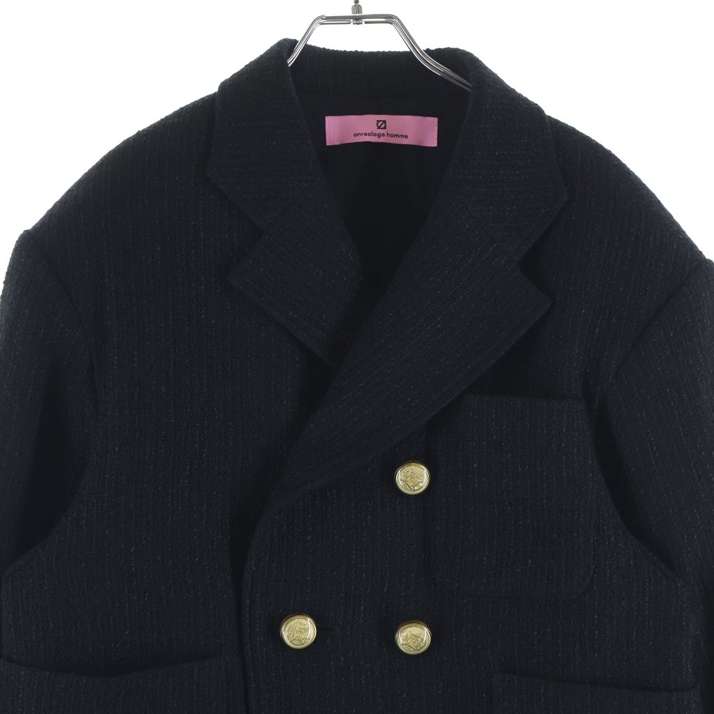 ANREALAGE(アンリアレイジ) DOUBLE BUTTON TWEED JACKET ダブルボタン ツイード ジャケット ブラック