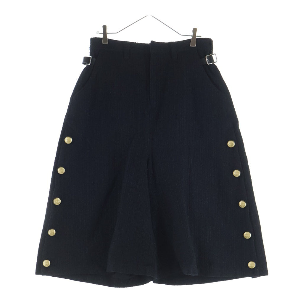 ANREALAGE(アンリアレイジ) BUTTON TWEED SHORTS ボタンツイードショーツ ハーフパンツ ブラック